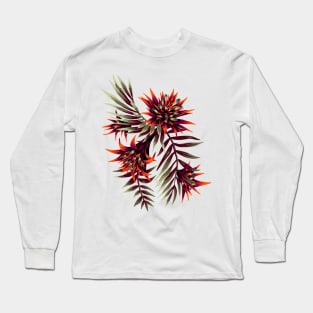 Fasciata Tropical Floral - Dark Orange / Purple Long Sleeve T-Shirt